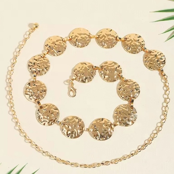 Metal Waist Gold Chain Belt Round Irregular Body Chain  Accessory Boho Belt 44”